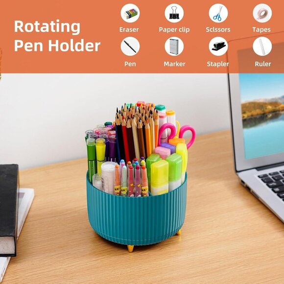 Desk Organizer, 360-Degree Rotating Pen Holder for Desk, Desk Organizers and Acc - Picture 4 of 7